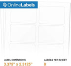 OnlineLabels 2-1/3" x 3-3/8" Printable Name Tags – Permanent Adhesive, White Matte – for Conference, Event, & Visitor Name Badges – for Inkjet & Laser Printers –Pack of 800 Labels, 100 Sheets OL5030WX