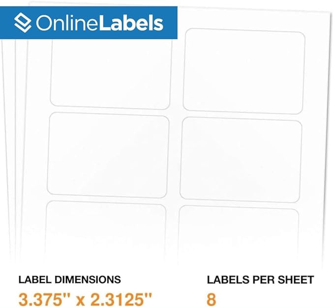 Printable Name Tags - 2-1/3 x 3-3/8 - Pack of 200, 25 Sheets - Inkjet or Laser Printer - Online Labels