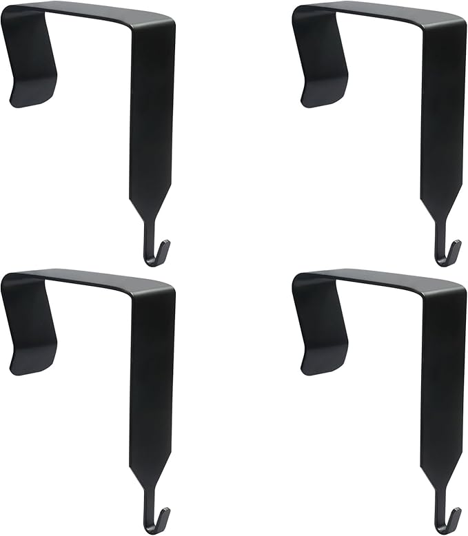 OSVJE 4 PCS Over The Door Hook, Universal Cubicle Hangers Metal Partition, Office Hook for Hanging File Bins/Keys/Whiteboard (Black)
