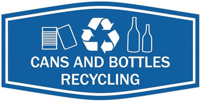 Fancy Cans and Bottles Recycling Sign (Blue) - Large