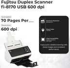 Fi-8170 Professional High Speed Color Duplex Document Scanner - Network Enabled, Scanner High Volume with Power Adapter + USB 3.2 Cable + Microfiber Cloth Included
