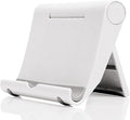 JUSDIQIR Cell Phone Stand for Desk Foldable Cell Phone Holder Desk Tablet Holder Mobile Phone Dock, Multi-Angle Universal Adjustable Tablet Dock Compatible with Most Cell Phones (White)
