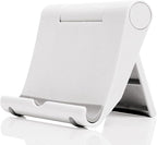 JUSDIQIR Cell Phone Stand for Desk Foldable Cell Phone Holder Desk Tablet Holder Mobile Phone Dock, Multi-Angle Universal Adjustable Tablet Dock Compatible with Most Cell Phones (White)