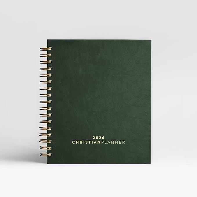 Christian Planner 2026 Daily Planner - Faith Based Monthly and Weekly Planner, Vision Board, and Habit Tracker - 2026 Calendar, Personal Organizer and Devotional Journal (Spiral, Pine)
