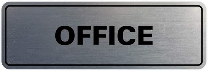 Signs ByLITA Standard Office Sign - Professional Business Signage - Easy to Install (Brushed Silver) - Medium 1 Pack