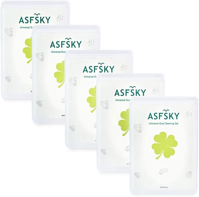 ASFSKY Car Cleaning Gel Putty - Reusable Keyboard Cleaner Slime for Car, Keyboard, Dust - 5 Pack (Yellow)