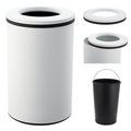 Takywep Stainless Steel Open Top Trash Can, 10.6 Gallon Cylindrical Touch-Free Direct Toss Bin with Soft-Close Lid, Anti-Fingerprint Easy-Clean for Kitchen Office Bathroom (White)