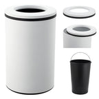Takywep Stainless Steel Open Top Trash Can, 10.6 Gallon Cylindrical Touch-Free Direct Toss Bin with Soft-Close Lid, Anti-Fingerprint Easy-Clean for Kitchen Office Bathroom (White)