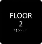 Black ADA Floor 2 Sign with Braille – Made from Durable Acrylic and Ready to Mount