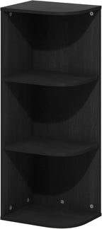 Furinno PASIR Book Shelf, 3-Tier Corner Bookshelf, Open Shelves Bookcase 9.3 x 12 x 31.5, for Living Room, Bedroom, Home Office, Blackwood