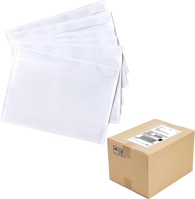 Shipping Label Sleeves, 7.5”×5.5”Self-Adhesive Shipping Label Sleeves, Packing List Envelopes, Clear Top-Loading Packing List, Shipping Labels Pouches For Shipping Labels/Files, 200 Pack.