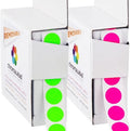 ChromaLabel 1/2 Inch Round Removable Colored Stickers, Color Coding Labels, Easy to Write On Dot Sticker - 1000 Stickers per Dispenser Box, Matte Finish Fluorescent Pink and Fluorescent Green Color