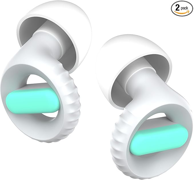 Clicar Ear Plugs for Sleeping,30db Noise Reducing Earplugs with 8 Eartips and Carry Case,Reusable earplugs for Sleep,Focus,Snoring,Shooting,Motorcycle,Airplanes,Musicians. (Green, L-M-S-XS)