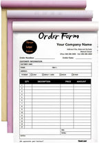 Custom Carbonless Sales Invoice Form Books for Small Business, Personalized NCR 3-Part Receipt Book with Carbon Copies, Cover Add Company Name, Address and Number Printed