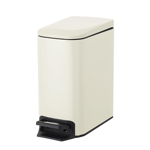 Cesun Small Bathroom Trash Can with Lid Soft Close, Step Pedal, 6 Liter / 1.6 Gallon Stainless Steel Garbage Can with Removable Inner Bucket, Anti-Fingerprint Finish (Creamy White)