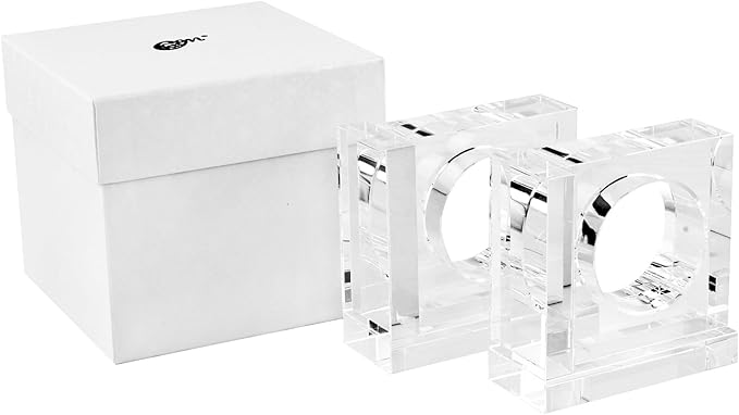 Kitcom Handmade Crystal Bookends Square, 1 Pair of Decorative Tabletop Bookends for Office, Home, Desk