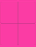 8-1/2 x 11" Neon Color High Light Fluorescent Labels for Laser & Inkjet Printer (Pink Fluorescent, 4 x 5" - 4 Per Page | 100 Labels)