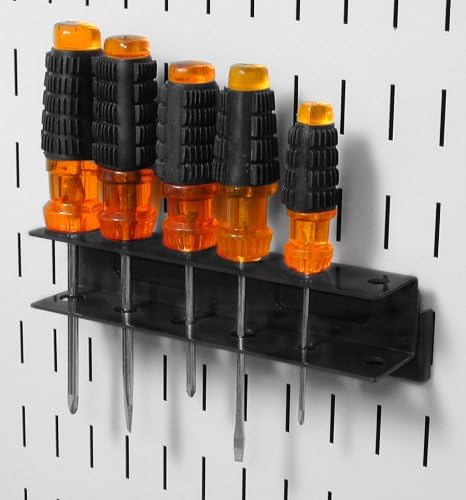 Wall Control Screwdriver Holder Bracket Slotted Metal Pegboard Accessory Slotted Tool Board - Black