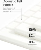 Fluxynara Felt Bulletin Board Tiles -28"x18" with 40 Adhesive Tabs, Cork Board Alternative for Office Decor, Push Pin Board Wall Organizer 6-Pack (Milky White)