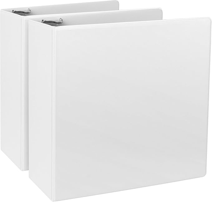 CIXILDTS 3-Inch 3 Ring Binder, Standard 3" Slant-D Ring Binder Fit Letter Size Paper, Presentation View Binders, White, 2-Pack