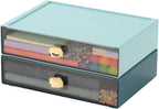 OSteed Spacious Desktop Storage Box, 1 Large Storage Drawer, Stackable Office Desk Drawer Organizer and Accessories, Printer Paper Organizer, Cyan Plastic Drawers for Workspace & Home