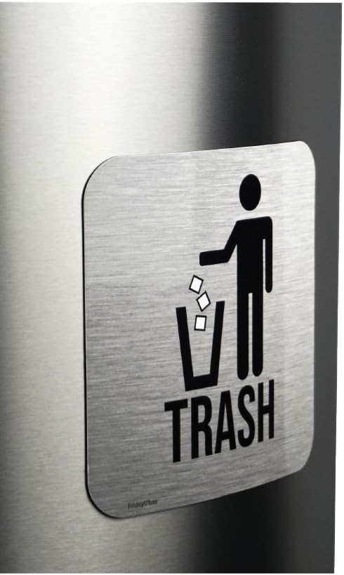 Recycle and Trash Magnets for Kitchen Trash Cans and Recycling Bins, Indoor Trash and Recycle Magnet Combo for Garbage Can Logo Symbol, 2 Magnetic Sticker Adhesives, 5.5 Inch Square, Outdoor Waste Bin