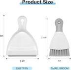 NACENA Mini Dustpan and Brush Set, Small Broom and Dustpan Set Dust Pan and Mini Hand Broom Dustpan and Broom Combo Compact for Home Table Keyboards Sofa Kitchen, White & Gray
