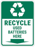 Portrait Round Plus Recycle Used Batteries Here Door or Wall Sign | Health & Safety Signage - Medium