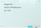 Gooderboard Glass Magnetic White Board - 36 x24 Inches Frameless Dry Erase Glass Whiteboard for Wall, Writing Board for Office, Classroom, Home and Presentation