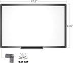 VIZ-PRO Magnetic Whiteboard/Dry Erase Board with Black Aluminium Frame, 48 X 24 Inches, Includes 1 Eraser & 2 Markers & 4 Magnets