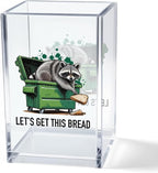 Vgrti Let痴 Get This Bread Acrylic Cosmetic Pencil Pen Holder Cup, Funny Raccoon Pen Holder Cup, Raccoon Gifts Sarcastic Motivational Work Gifts for Women Men Coworkers Friends Entrepreneurs Boss