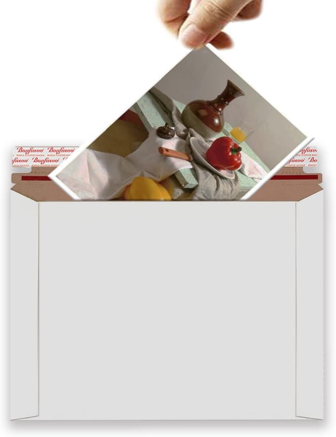 Bonfasvo Rigid Mailers 30 Pack 9.5 x 12.5 inches White Self Seal Stay Flat Bulk Cardboard Kraft No Bend Mailers Peel and Seal for Document Photos Pictures Papers Files CD