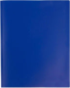 JAM PAPER Plastic Color Pop Folders - 2 Pocket Durable Folders with Metal Prongs Fastener Clasps - Dark Blue - 3/Pack