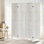 ALeesing 4 Panel Room Divider, 5.6Ft Wood Room Dividers and Folding Privacy Screens, Room Divider Wall Freestanding Room Partitions, Room Dividers Screen for Home Office Bedroom, White