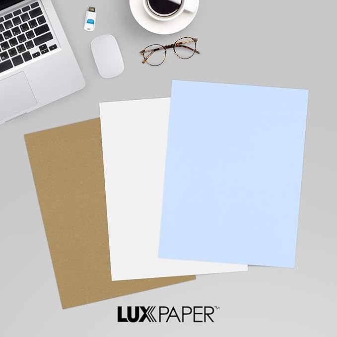 LUXPaper 8.5" x 11" Paper | Letter Size | Baby Blue | 80lb. Text | 50 Qty