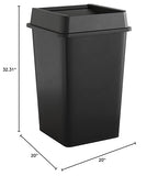 Krollen Industrial 35 Gallon Black Square Commercial Trash Can with Lid