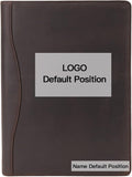 Geslun Personalized Genuine Leather 3 Ring Binder, Custom Engraved 8.5 x 11 Letter Size Folio with Pen Holder, Soft Notebook Portfolio Cover, Notepad Padfolio Organizer for Meeting, Dark Brown