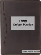 Geslun Personalized Genuine Leather 3 Ring Binder, Custom Engraved 8.5 x 11 Letter Size Folio with Pen Holder, Soft Notebook Portfolio Cover, Notepad Padfolio Organizer for Meeting, Dark Brown
