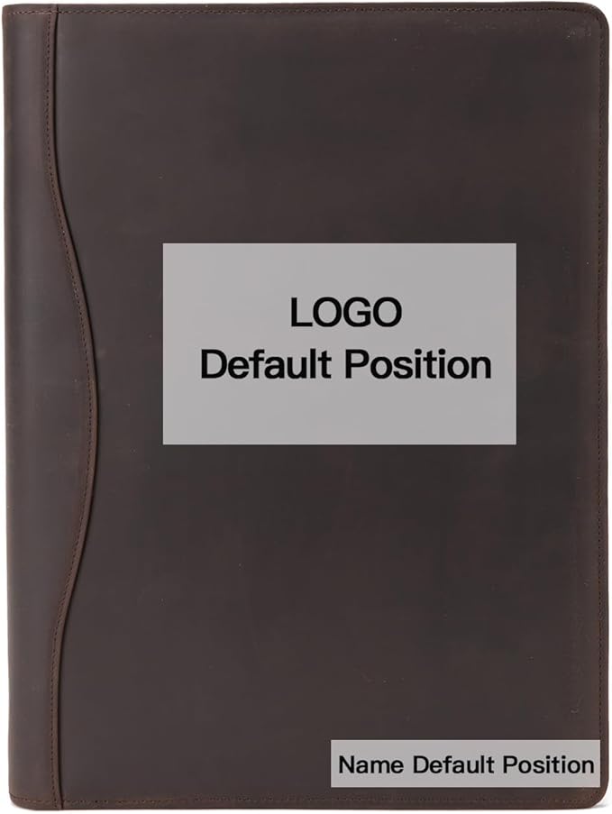 Geslun Personalized Genuine Leather 3 Ring Binder, Custom Engraved 8.5 x 11 Letter Size Folio with Pen Holder, Soft Notebook Portfolio Cover, Notepad Padfolio Organizer for Meeting, Dark Brown