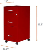 LYS SOHO Box/File/File Mobile Red File Cabinet, 3 Drawer