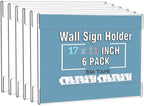 Dingelex Acrylic 11 x 17 Horizontal Sign Holder Wall Mount,Clear Door Sign Holder Hanging Plastic Document Holder,Acrylic Wall Frame Plastic Wall Holders for Paper,6 Pack,No Drilling, Landscape