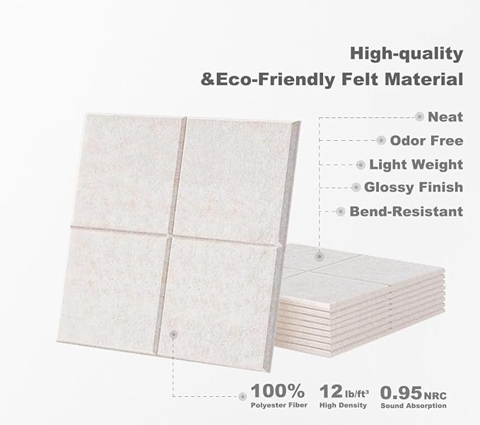 G Gamit Large Felt Wall Tiles Bulletin Board,Large Cork Board Alternative with 30 Pushpins,8-Pack Felt Pin Board with 56 Safe Removable Adhesive Tabs for Home Office School (Oatmeal)
