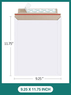 Eupako 9x11.5" 25 Pack Photo Document Mailer White Stay Flat Self-Seal Cardboard Envelopes for CDs, Pictures, Documents, 9.25 x 11.75 Inches