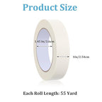 HOFURME 12 Rolls Masking Tape Bulk 1 Inch White Beige Masking Tapes for General Purpose, Craft, Art, Home, Office, School, 1 Inch x 55 Yards
