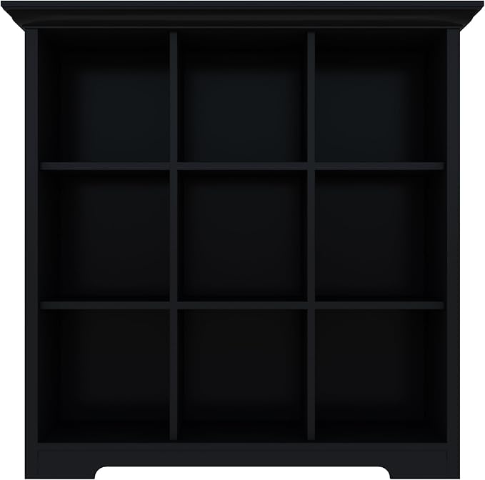 OSCHF Cube Storage Bookcase with Base - Wooden 3 Tiers Floor Standing Open Shelf Cabinet for Home and Office, 9-Cube Lattice Bookshelf, Black