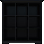 OSCHF Cube Storage Bookcase with Base - Wooden 3 Tiers Floor Standing Open Shelf Cabinet for Home and Office, 9-Cube Lattice Bookshelf, Black