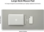 Wolaile PU Leather Desk Pad Blotter,Light Grey Waterproof Office Desktop Mat,36x17in Non-Slip Large Mouse Pad/Writing Protector/Desk Accessories