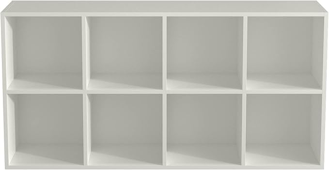 OSCHF 8-Cube Storage Shelf Bookcase - Wooden 4-Tier Floor Standing Open Bookshelf, Modern TV Stand up to 55 Inchs for Home and Office, Warm White