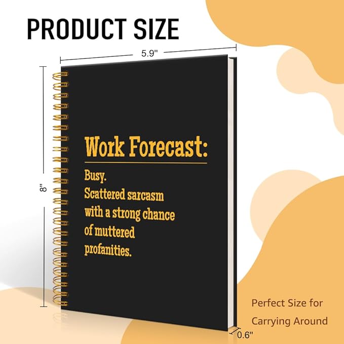 Mhfpl Work Forecast Funny Black Golden Spiral Notebook, Sarcastic Office Workaversary Gifts for Coworker, New Job Office Gifts for Teammates Boss Colleagues Staff Friend