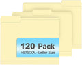 Manila Folders, HERKKA 120 Pack 1/3 Cut Tab File Folders, Manila Folders 8.5 x 11 Designed for Office and Classroom Use, Letter Size